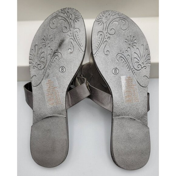 Pierre Dumas Womens Pewter Beaded Sandals Thong Flip Flop Size 8 New in Box - Picture 2 of 6